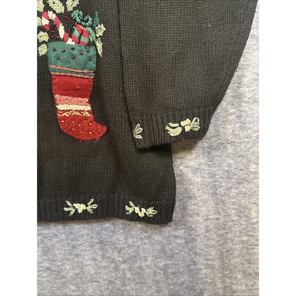 Vintage Stitches In Time Christmas Embroidered Cardigan Sweater Size‎ 2X Women